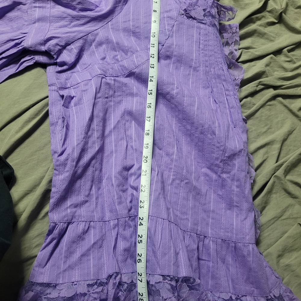 Roaman's Lavender Ruffle Button-Down Top - Picture 10 of 12